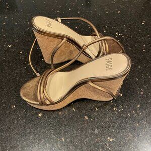 NEW Paige Hallie Platform Wedge Heel Sandal Open Toe Women's Bronze Size 9